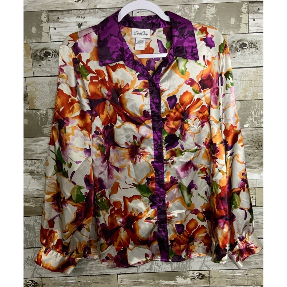 Bend Ozel Womens Floral Long Sleeve Button Front Blouse Size 16W